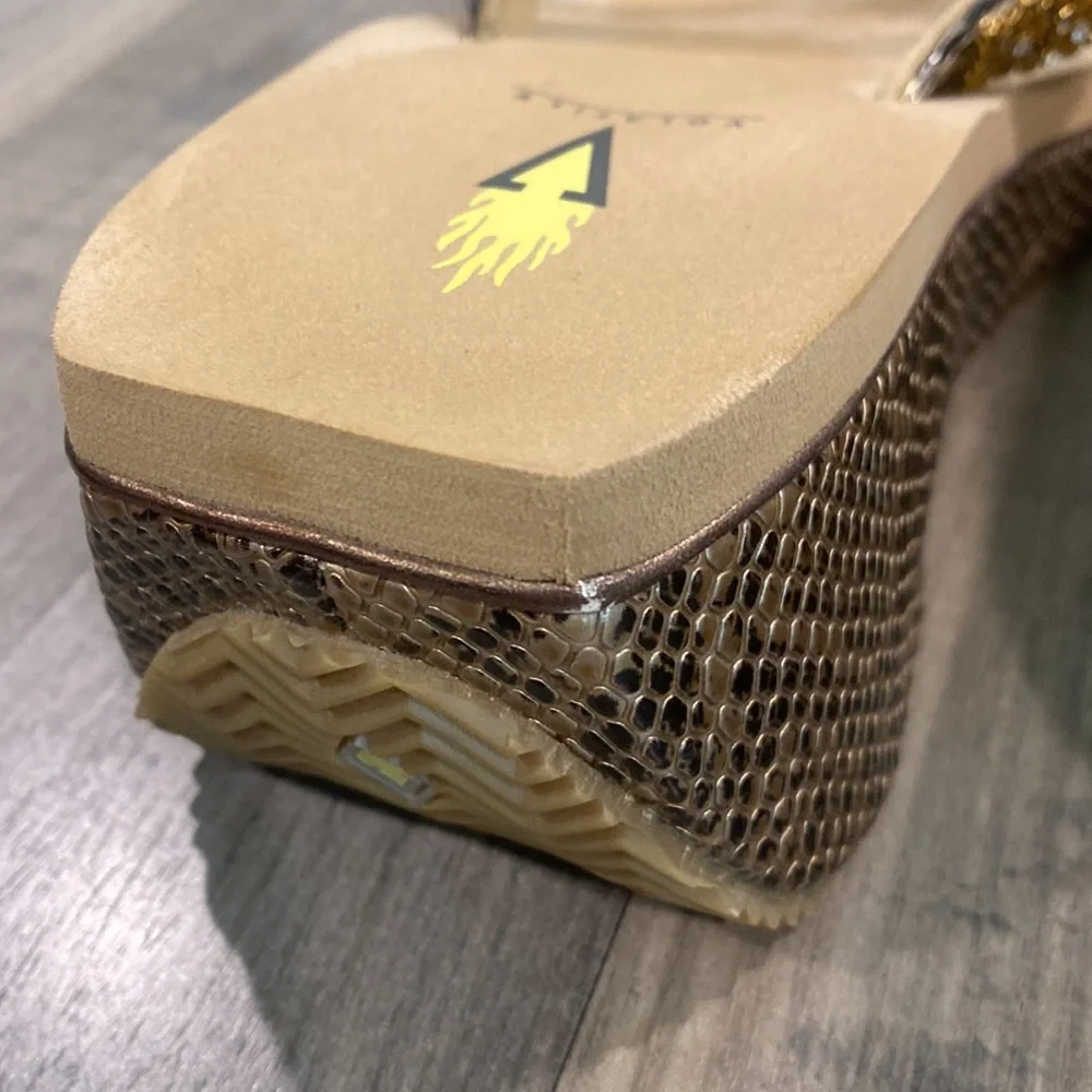 Snakeskin and Rhinestone Volatile Sandals - Picture 8 of 15